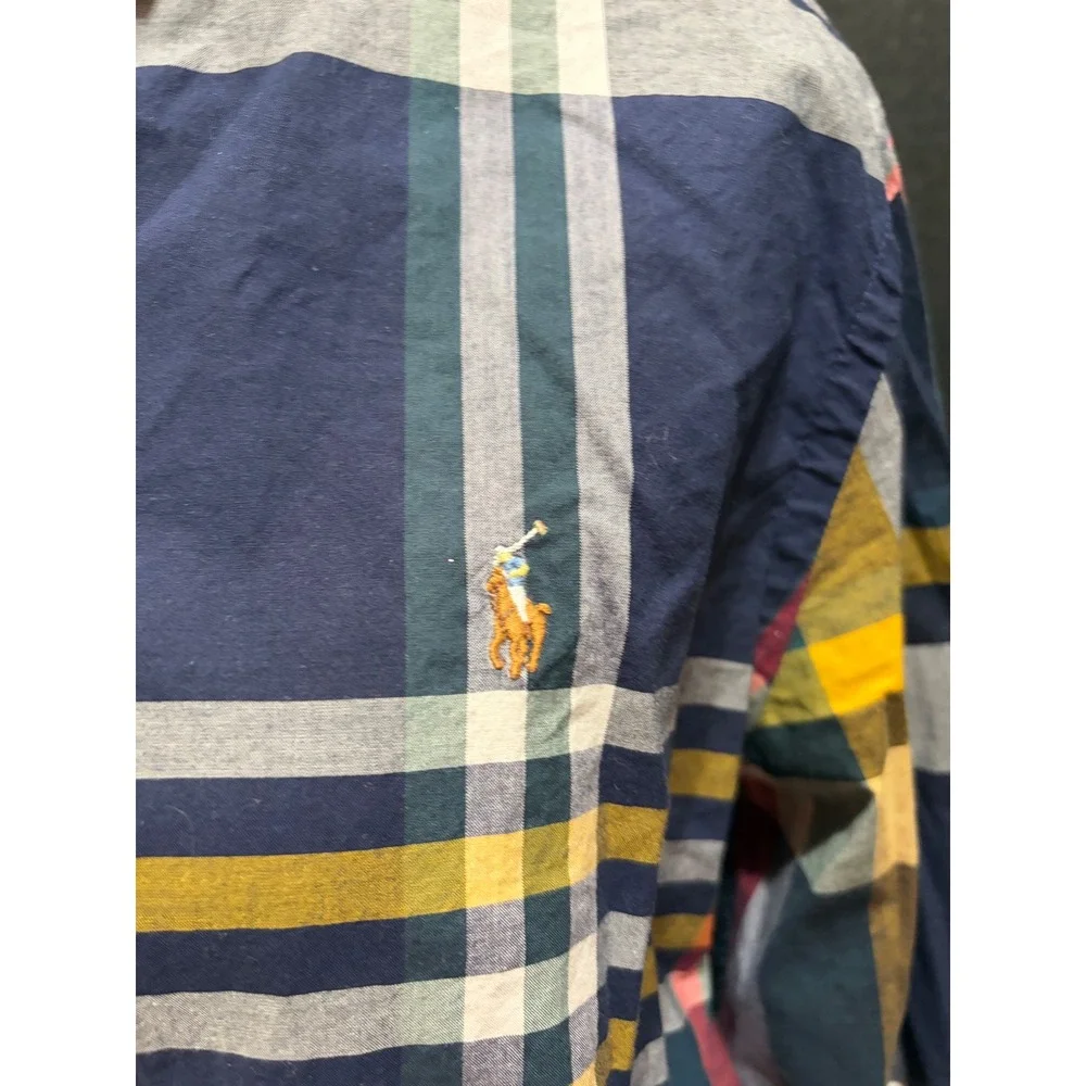 Polo Ralph Lauren Boys XL (18-20) Multi Color Plaid Button Shirt Natural Stretch